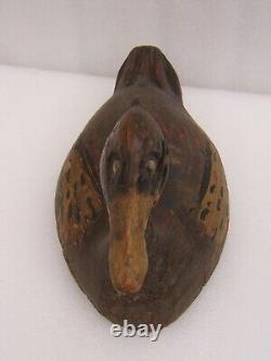 N2 Ancien leurre canard appelant de chasse en bois sculpté peint art populaire