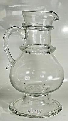 NORMANDIE ANCIEN BROC de TOILETTE CRUCHE à PIED CLOCHE en VERRE SOUFFLÉ XVIIIème