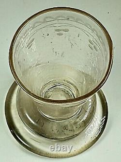NORMANDIE ANCIEN PETIT GOBELET à ALCOOL en VERRE SOUFFLÉ GRAVÉ ROSÉ XVIIIème