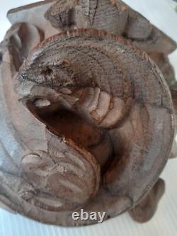 Neo gothique XIXe Statue en Bois Sculpture Dragon Chimere medieval moyen age