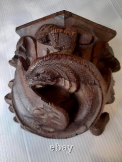 Neo gothique XIXe Statue en Bois Sculpture Dragon Chimere medieval moyen age