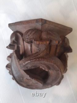 Neo gothique XIXe Statue en Bois Sculpture Dragon Chimere medieval moyen age