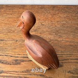 Objet d'art populaire japonais en bois de sculpture d'oiseau pélican