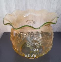 Ouraline Paire de Lampe pétrole cuivre Art Déco Oil Lamp Uranium Glass Vaseline