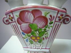 PAIRE DE TULIPIERS EN FAIENCE DES ISLETTES XIXème DECOR OEILLET