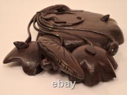 PLATEAU VIDE POCHE BOIS SCULPTE INDOCHINE/CHINE (GRENOUILLE LOTUS) Décoretout31