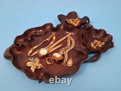 PLATEAU VIDE POCHE BOIS SCULPTE INDOCHINE/CHINE (GRENOUILLE LOTUS) Décoretout31