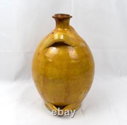 PROVENCE XIXe SIECLE CONSCIENCE TERRE CUITE VERNISSEE ENGOBE JAUNE A 4 PASSANTS