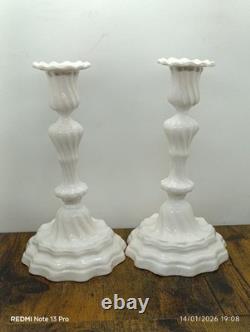 Paire de 2 Superbes Anciens Bougeoirs en Faïence Céramique Jean Roger