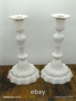 Paire de 2 Superbes Anciens Bougeoirs en Faïence Céramique Jean Roger