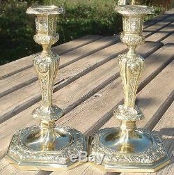 Paire de Flambeaux Bougeoirs Candleholders Bronze Doré XIX àme siècle