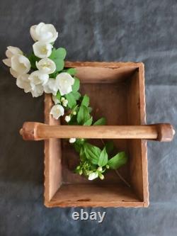 Panier en Bois Sculpté Art Populaire Abriès Queyras Hautes Alpes France 30 cm