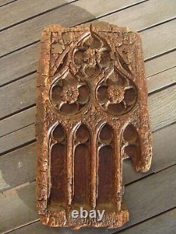 Panneau fragment bois sculpté gothique flamboyant haute époque