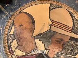 Paul Fouillen 1920 Très Belle Coupe en Bois Pyrogravé. Parfait état