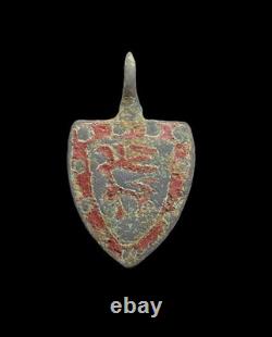 Pendant de harnais héraldique médiéval émaillé cerf haute époque