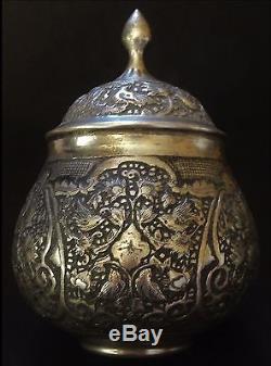 Persian Hand Engraved Copper Qalamzani Kajar 19th C / Certificate + Provenance