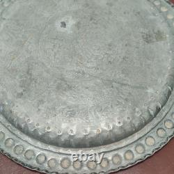 Persian Kadjar Tray in Chiseled Brass with Hunting Scene