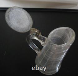 Petit pichet couvert à miel en verre soufflé torsadé 19ème verre spiralé