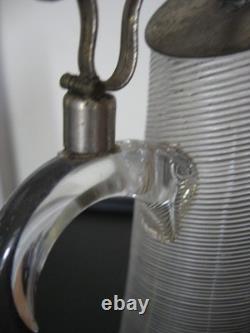 Petit pichet couvert à miel en verre soufflé torsadé 19ème verre spiralé