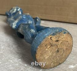 Petite Statuette de Femme Africaine en Bois coloré Bleu