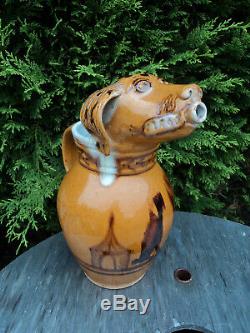 Pichet tête de chien terre vernissée faience Brou Eure-et-Loire Art Populaire
