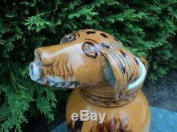 Pichet tête de chien terre vernissée faience Brou Eure-et-Loire Art Populaire