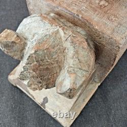 Pilon, Pressoir Ancien en Bois Sculpté Zoomorphe Bélier Art Populaire