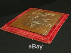 Plaque Art Plomb Cuivré 19ème Scène Mythologique Satyre Le Sacrifice du Faune