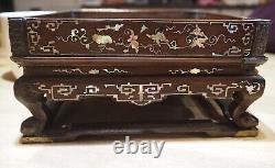 Plateau Bois Nacre Vietnamien Chinese Mother of Pearl Inlay Wooden Tea Tray 3