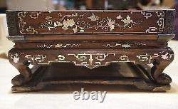 Plateau Bois Nacre Vietnamien Chinese Mother of Pearl Inlay Wooden Tea Tray 3
