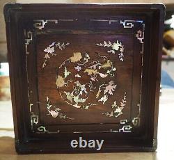 Plateau Bois Nacre Vietnamien Chinese Mother of Pearl Inlay Wooden Tea Tray 3