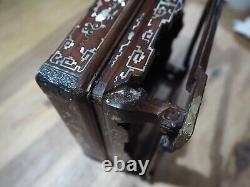 Plateau Bois Nacre Vietnamien Chinese Mother of Pearl Inlay Wooden Tea Tray 3