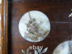 Plateau Indochine en Bois ajouré et Marqueterie de Nacre fin 19e siècle