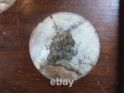 Plateau Indochine en Bois ajouré et Marqueterie de Nacre fin 19e siècle