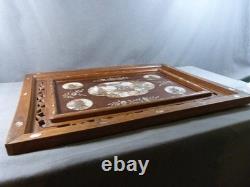 Plateau Indochine en Bois ajouré et Marqueterie de Nacre fin 19e siècle