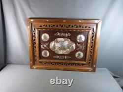 Plateau Indochine en Bois ajouré et Marqueterie de Nacre fin 19e siècle