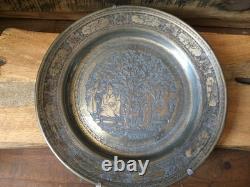 Plateau cuivre argenté oriental'Orient-populaire-ottoman-asie-inde-syrie