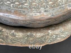 Pot couvert, cuivre étamé, art populaire ethnique, XIX debut XX, Moyen Orient