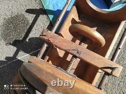Presse a herbe herbier ancienne en bois et metal metier art populaire