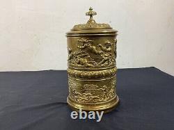 RARE Boite distributeurs cigares, cigarettes XIXème en laiton repoussée