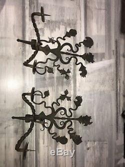 RARE PAIRE D APPLIQUES fer forgé 18/19eme Candelstick chandelier art populaire