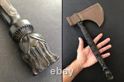 RARE ancienne HACHE XIXe MILITAIRE ART POPULAIRE gravée et signée ACIER CREUSOT