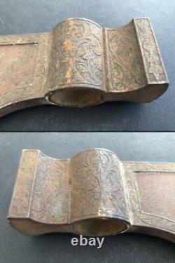 RARE ancienne HACHE XIXe MILITAIRE ART POPULAIRE gravée et signée ACIER CREUSOT