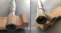 RARE ancienne HACHE XIXe MILITAIRE ART POPULAIRE gravée et signée ACIER CREUSOT
