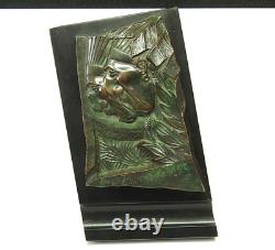 RELIEF BRONZE sur MARBRE 2 INDIENS CAMP de CONCENTRATION BUCHENWALD 06 Aout 1944