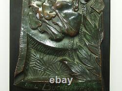 RELIEF BRONZE sur MARBRE 2 INDIENS CAMP de CONCENTRATION BUCHENWALD 06 Aout 1944