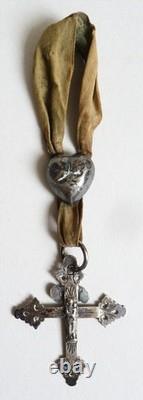 Rare Croix Grille Chambéry Savoie Cour Vierge ancienne argent INRI savoyarde