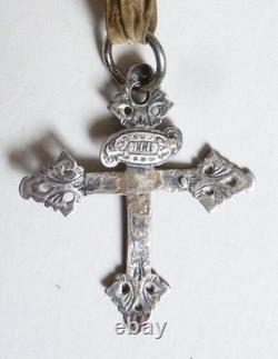 Rare Croix Grille Chambéry Savoie Cour Vierge ancienne argent INRI savoyarde