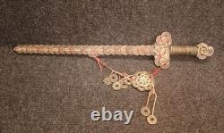 Rare Épée Votive Chine Du Sud Porte Bonheur Feng Shui Sapèques Monnaie Ancienne