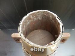 Rare Seau Pot A Lait/eau Ancien En Bois Et Laiton H47 Collection Art Populaire